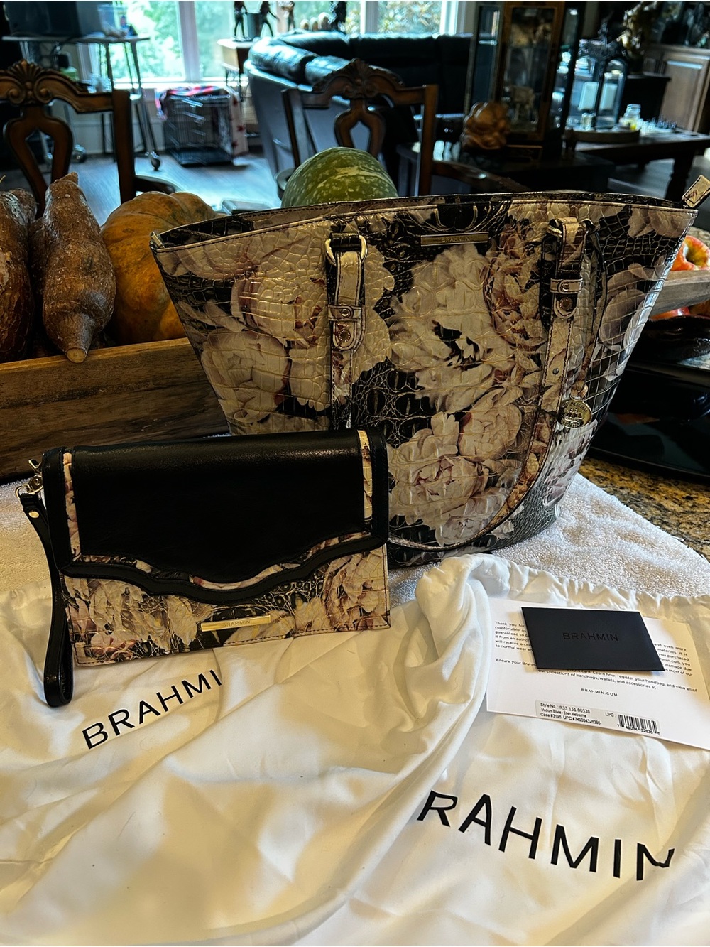 NWT Brahmin Medium Bowie Tote Eden Melbourne and Wristlet Set